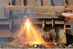 Sparks from metal being welded