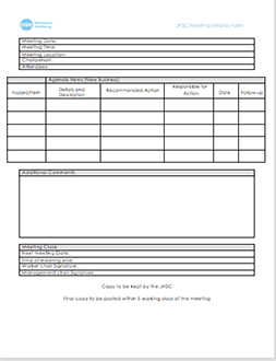 format of the minutes