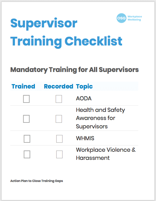 Supervisor Training Checklist - OSG