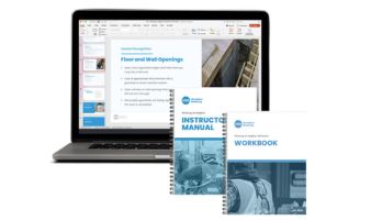 Laptop containing the Working at Heights presentation, accompanied with the instructor manual and workbook